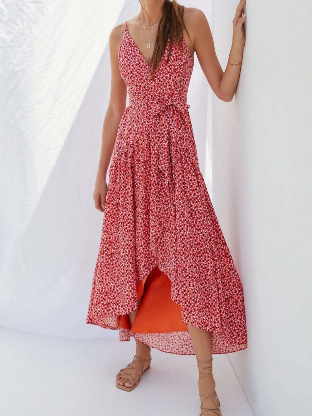 Hutch Flutter Wrap Midi Dress from Anthropologie XSP Red & Black dot